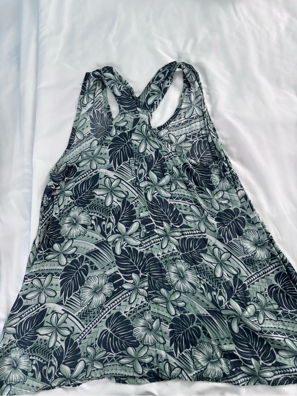 Floral Racerback Tank Top in Sage and Black